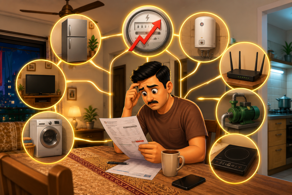 Common hidden electricity consuming appliances in Indian homes