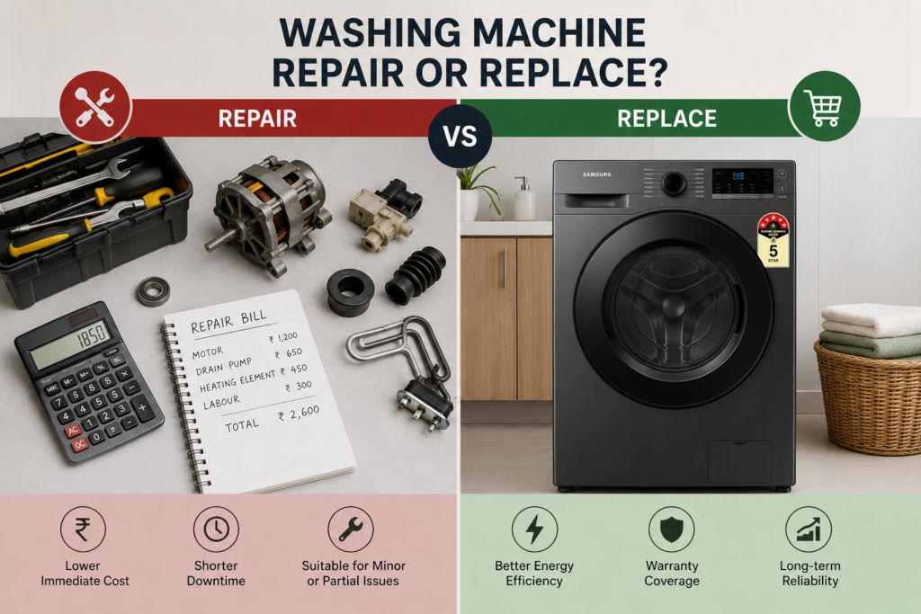 washing machine repair vs replacement electricity comparison